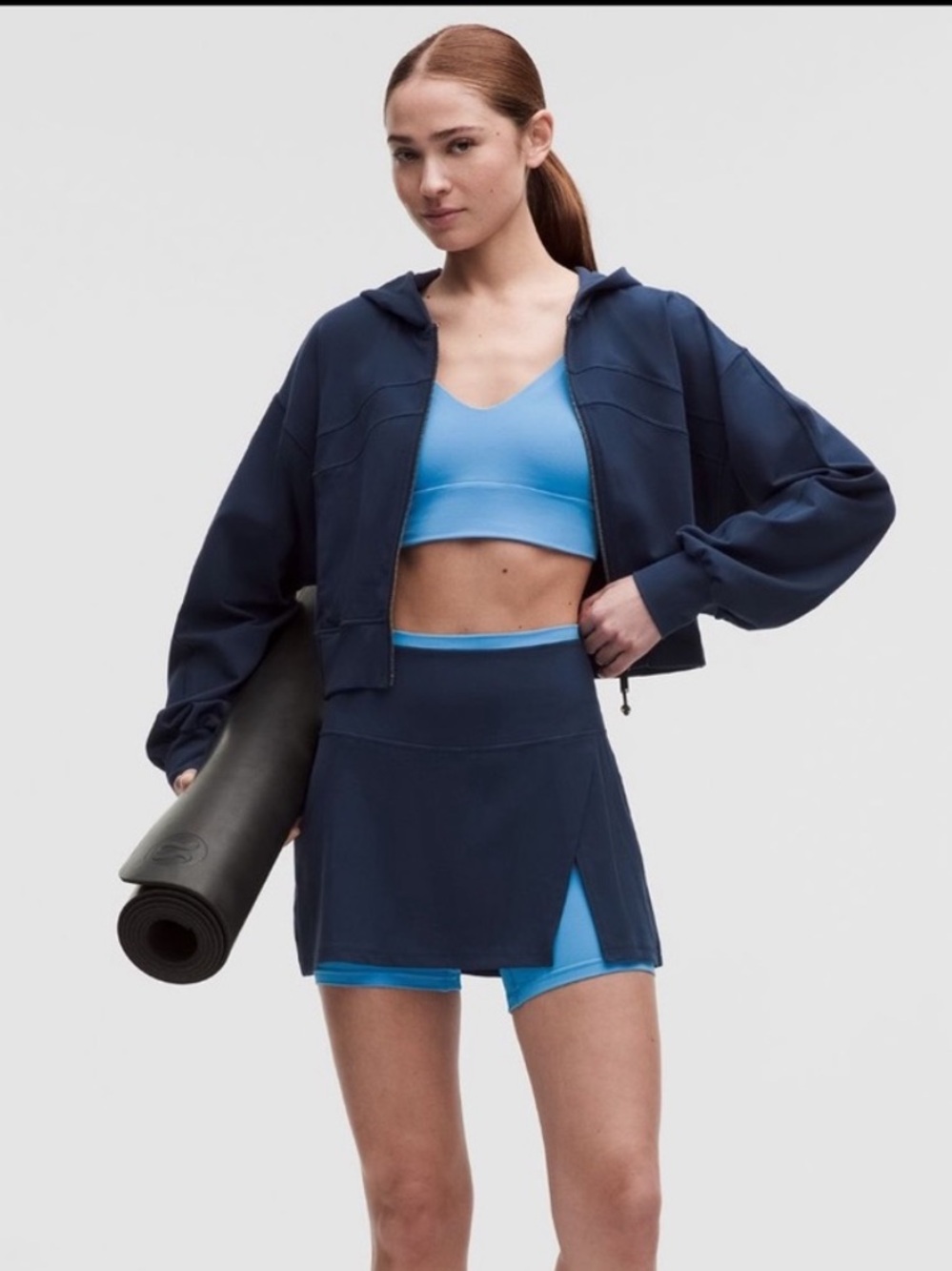 NWT Lululemon Align Side-Slit Skirt Layered Trim Size 8 Club Blue/Ocean Wave - Picture 3 of 8